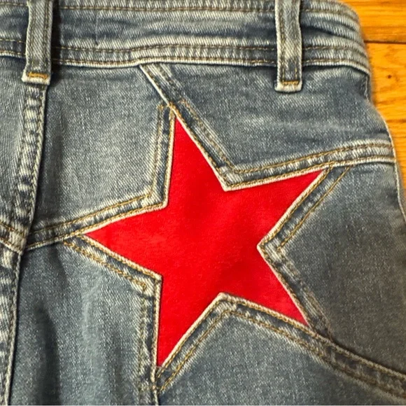 We The Free Women’s Flare Wash Jeans with Two Red Stars Detail Size 26 - Picture 5 of 8